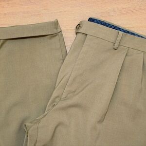 Ralph Lauren Tan Green Pleated Men's Dress Pants
